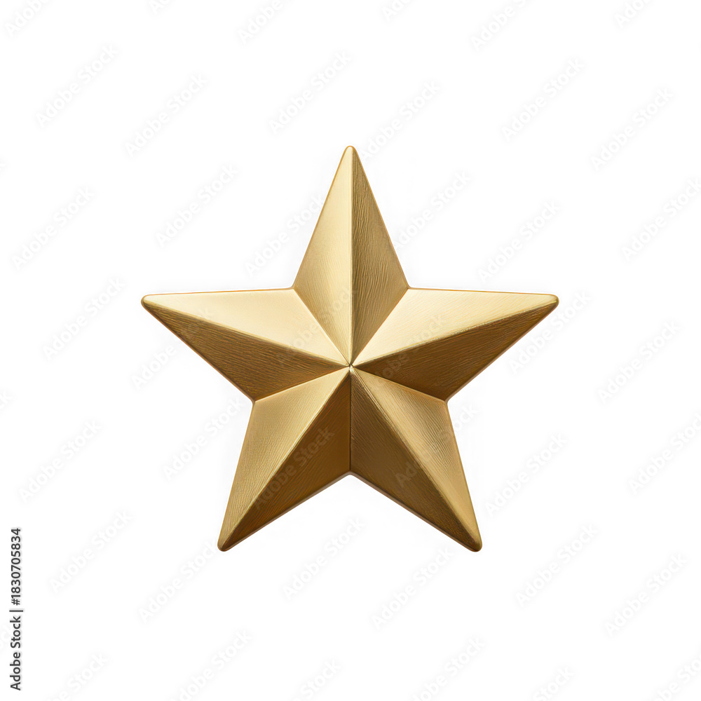 Obraz premium A single shiny golden five pointed star with sharp points and a metallic sheen isolated on transparent background