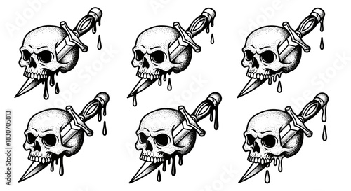 Skull and Dagger Tattoo Design - A Symbol of Death and Courage.
