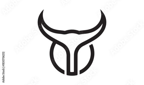 Minimalist abstract outline of a bull s head and horns