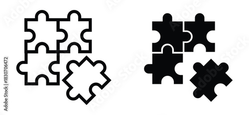 Problem Solving and Cooperation Puzzle Icon Collection for Business