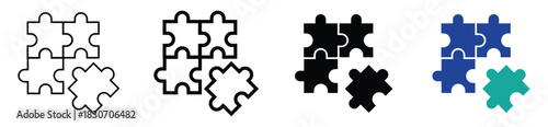 Puzzle piece icon solid glyph style, perfect for web interface and mobile app design.