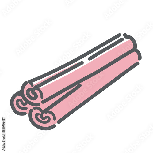 シナモンスティックのイラスト、温活、スパイス、お菓子作りのアイコン素材。