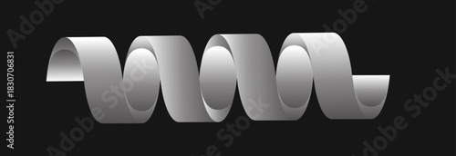 Abstract Metallic Ribbon Wave on Dark Background