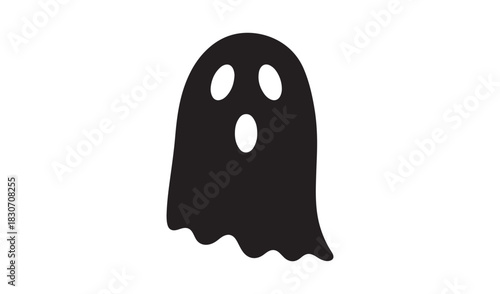Simple black silhouette of a spooky ghost with oval eyes and open mouth