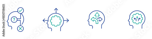 Human Mind Brainstorming Symbol with Triple Direction Ideas