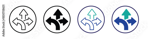 Three-Way Traffic Arrow Navigation Icon