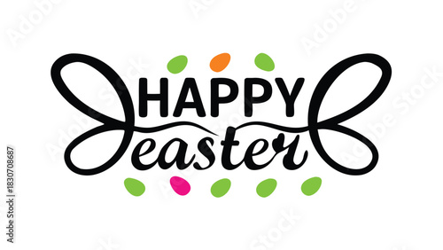 Elegant monoline happy easter greeting with intertwined letter s design