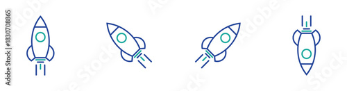 Rocket Startup Outline Sign Editable thin stroke vector for digital projects