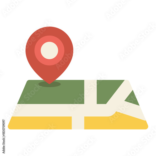 location pin with map street flat icon