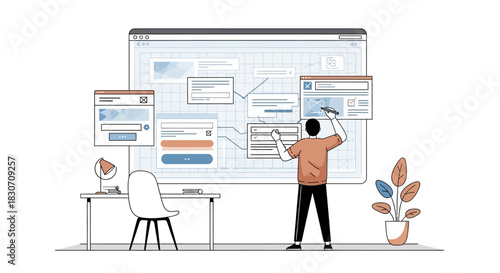 Creative web designer developing interface and ux design for modern responsive website