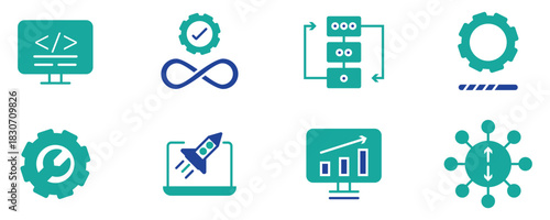 Modern Outline Business and Marketing Symbols for Growth and Communication