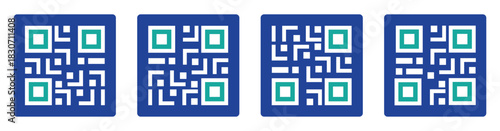 Smart City QR Code Icons for mobile payment, identity, transportation rental and digital services UI.