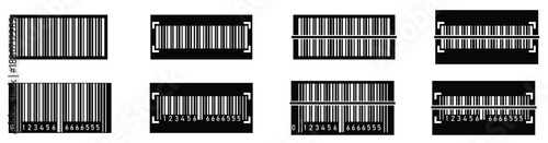 Barcode Label Silhouette Icons Collection, Isolated Transparent Background Vector