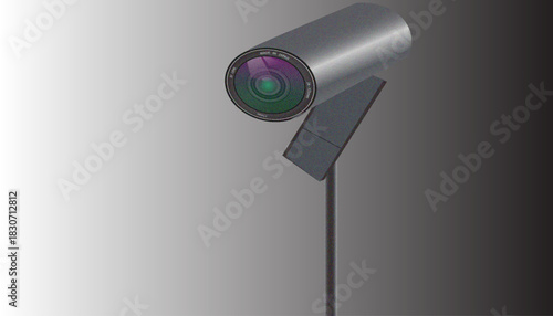 Front view of photo camera lens isolated on white background. Vector illustration