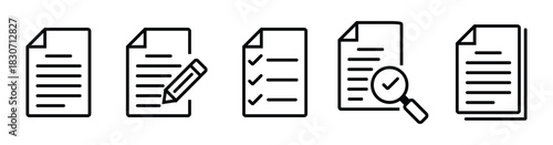 Document & Checklist Clipboard Icons Editable stroke icons for tasks and notes