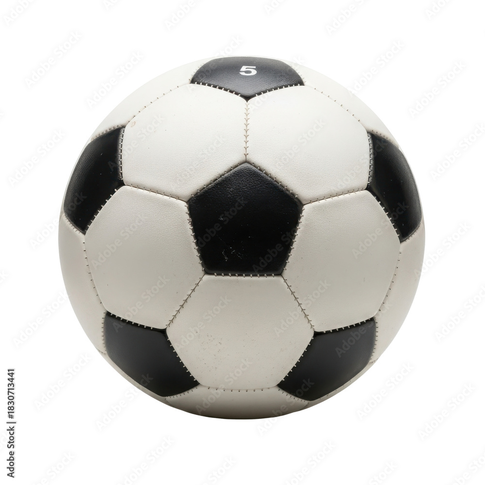 Obraz premium Classic Black and White Traditional Soccer Ball Product Shot isolated on Transparent Background