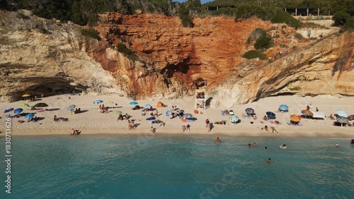 lefkada, greece, porto katsiki beach aerial view