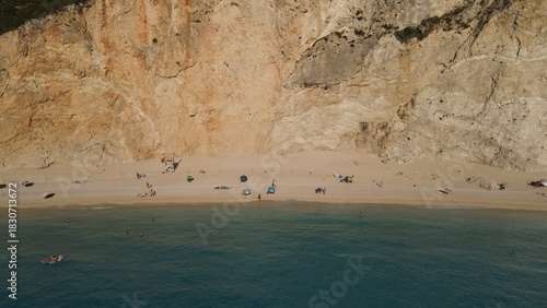 lefkada, greece, porto katsiki beach aerial view