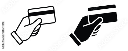 Hand with Credit Card Icon – Online Payment and Banking Transaction