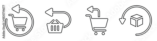 Product Return and Replacement Icon Set – Shipping Box Symbols