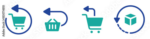 Product Exchange and Refund Outline Symbols – Clean stroke icons for retail return actions