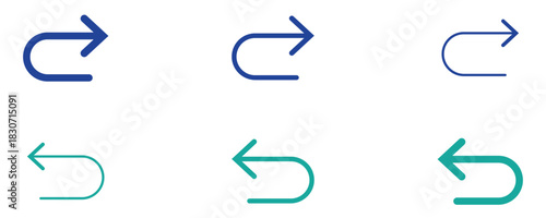 right direction return icon, redo arrow symbol collection