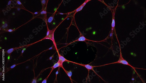 Detailed depiction of microscopic human brain neurons
