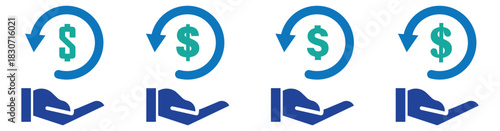 Minimal refund outline icon, flat web design on white background