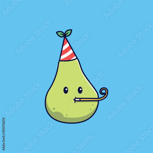 Cute Pear Celebrates New Year Illustration