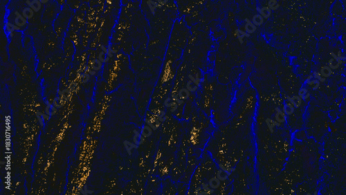 Dark gold blue chaotic flowing rambling abstract lines