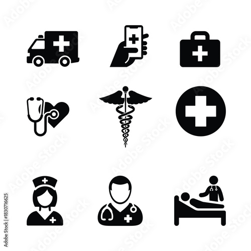 Healthcare and Medical Services Flat Icons Collection