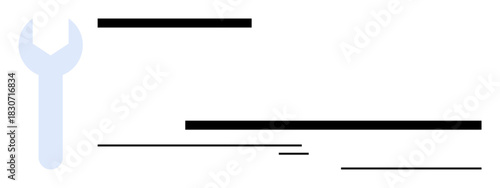 Wrench shape and linear abstract elements suggest tools, adjustments, or technical planning. Ideal for maintenance, repair, construction, service process, technical support, optimization