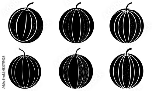 Fresh watermelon assortment in bold black and white, originally a vector design, perfect for summer menus and healthy eating campaigns