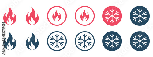 Temperature icon featuring fire and snowflake symbols, illustrating hot and cold settings for apps, websites, and digital interfaces