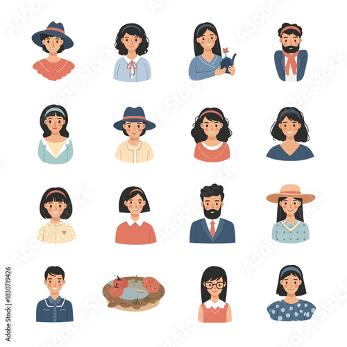 Diverse Individuals: A Collection of Illustrated Portraits Showcasing Various Styles and Expressions