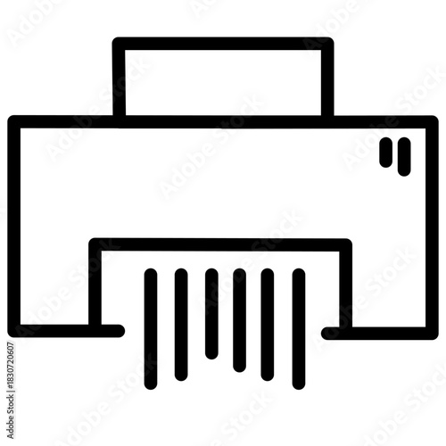 Outline vector icon of paper shredder machine for document security.