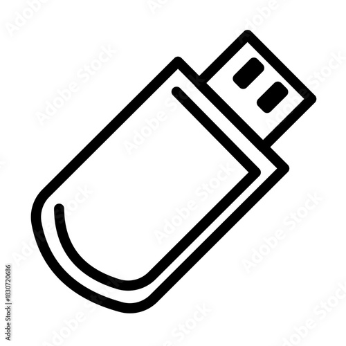 Outline vector icon of a USB flash drive for digital data storage.