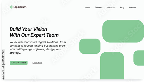 Modern web page Innovative Digital Solutions Expert Team Building Business Vision with Cutting Edge Software Design Strategy Contact