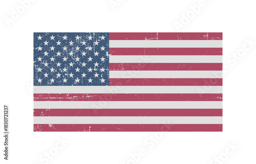 Vintage flag of USA with scratches and faded colors