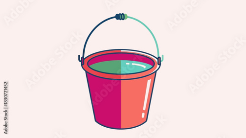 Vibrant Water Bucket Illustration with Gradient Handle for Creative Projects