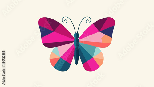 Elegant butterfly logo concept featuring colorful geometric polygon wings in a modern abstract design