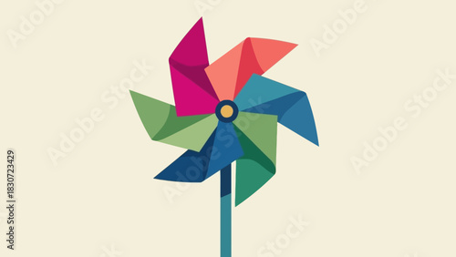Colorful Pinwheel Illustration on a Pale Background