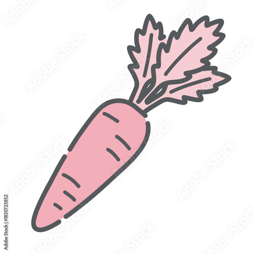 にんじん（人参）のイラスト、根菜、温活、野菜のアイコン素材。