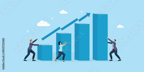 Teamwork and collaboration driving business growth and success