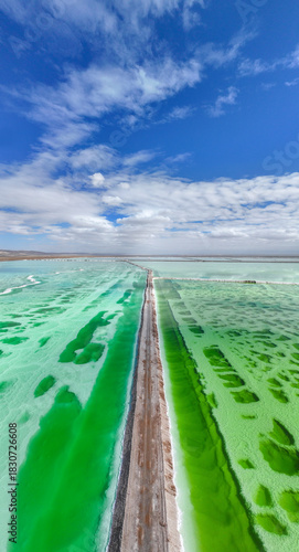 Aerial photography of Mangya Emerald Lake in Mangya City, Haixi Prefecture, Qinghai Province