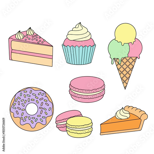 Delightful assortment of sweets illustrated with care offers a cheerful culinary treat