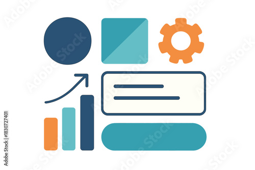 Abstract collection of business data analysis and user interface graphic elements for web design