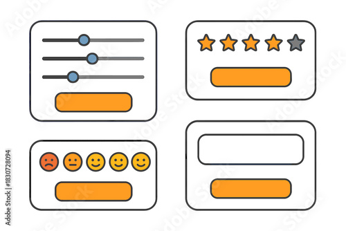 Modern user interface elements for customer feedback forms and settings controls