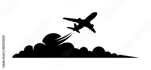 Dramatic airplane soars above the clouds, symbolizing travel, freedom and new beginnings