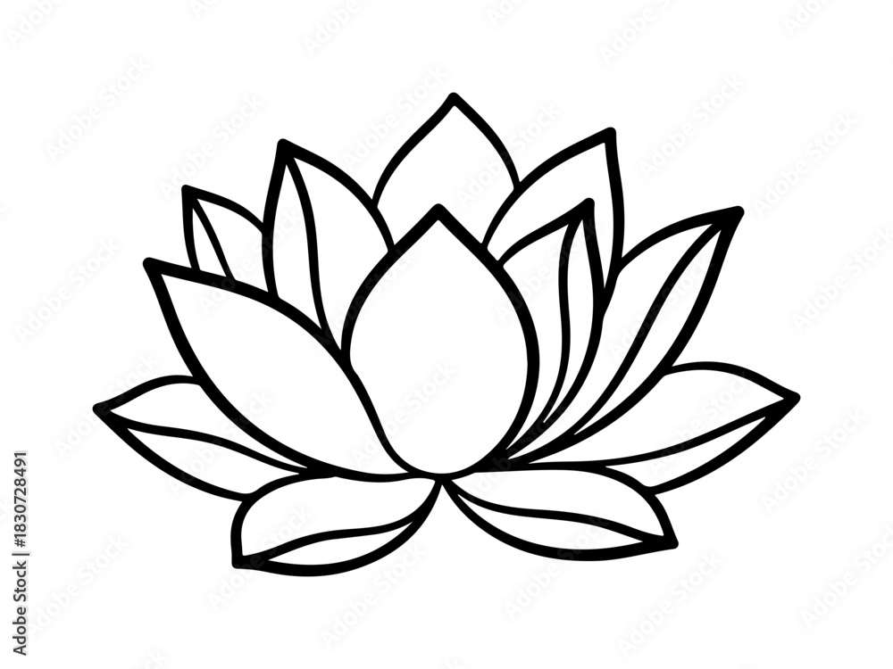 Fototapeta premium Simple Lotus Flower Outline